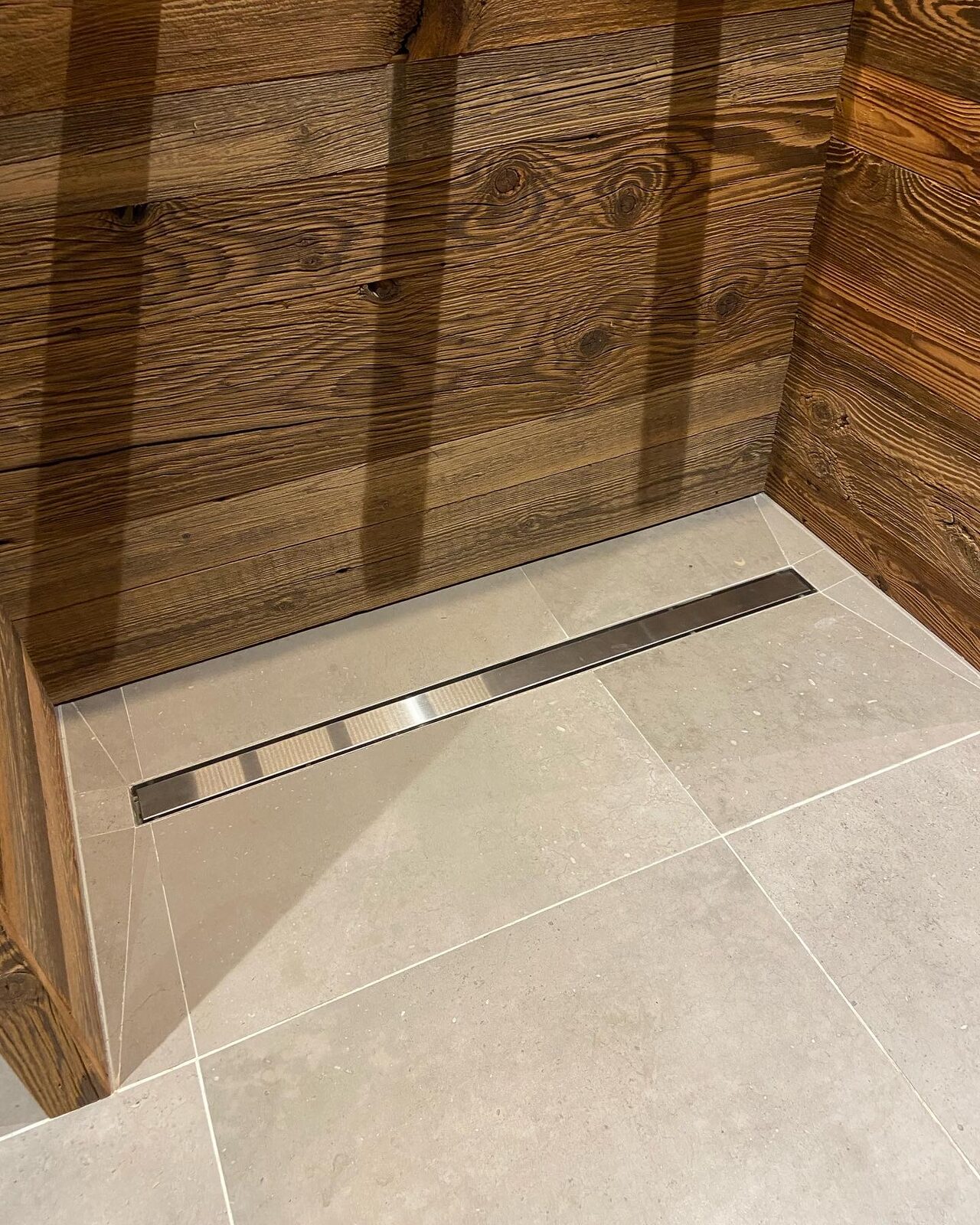 Tiled walk-in wet room