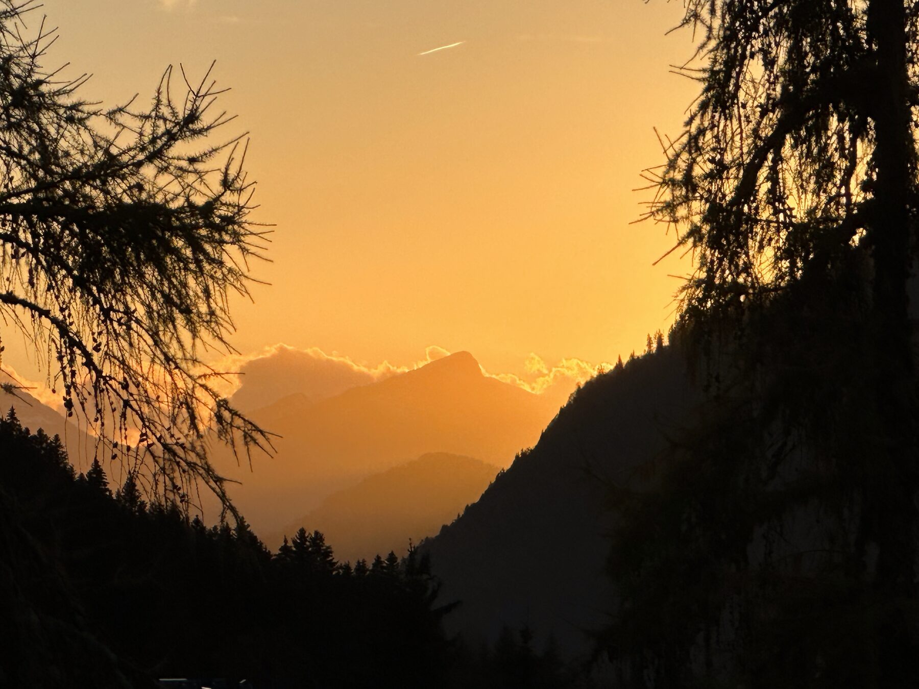 Alpine sunset over the mountains