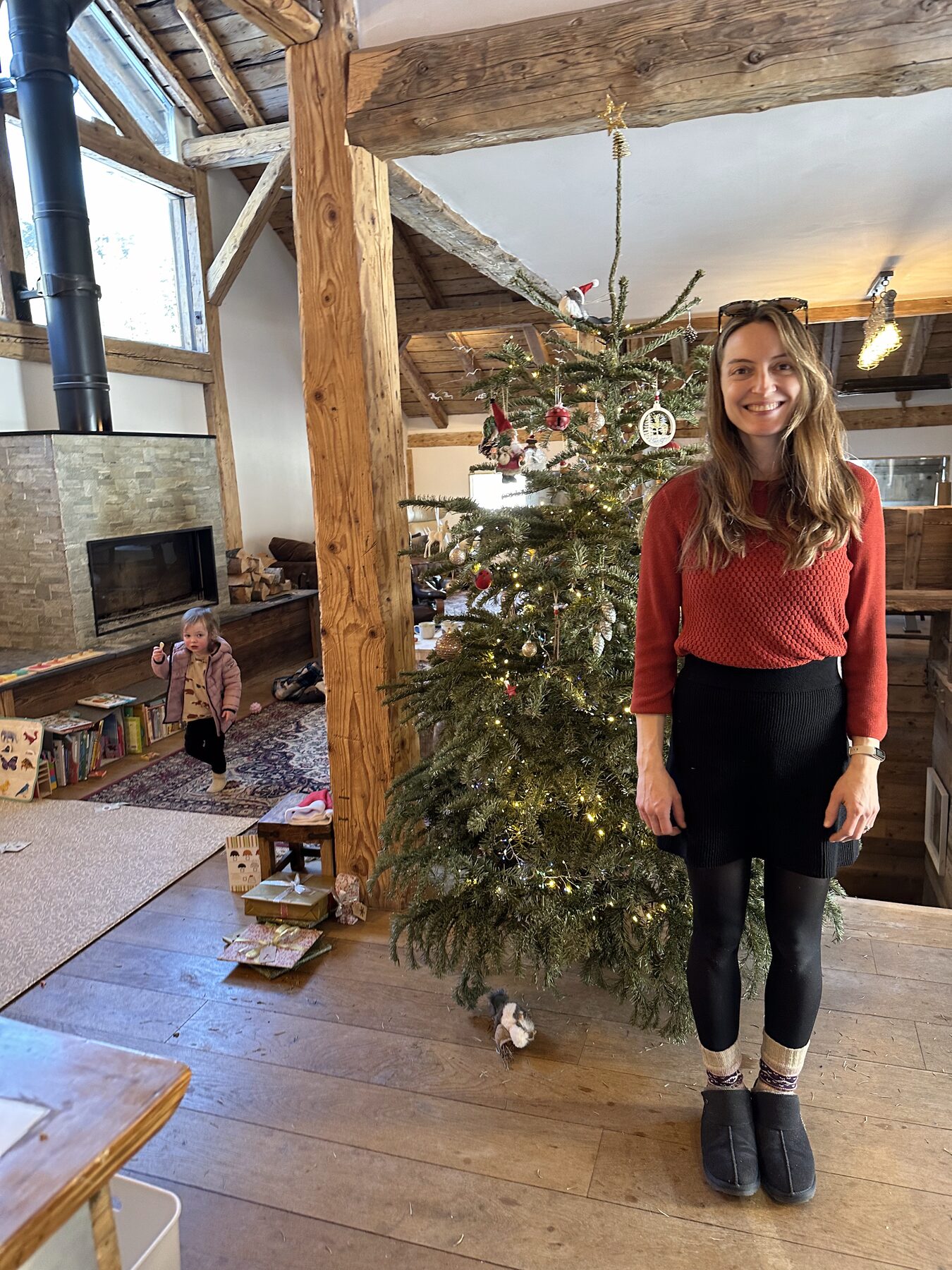 Festive chalet interior