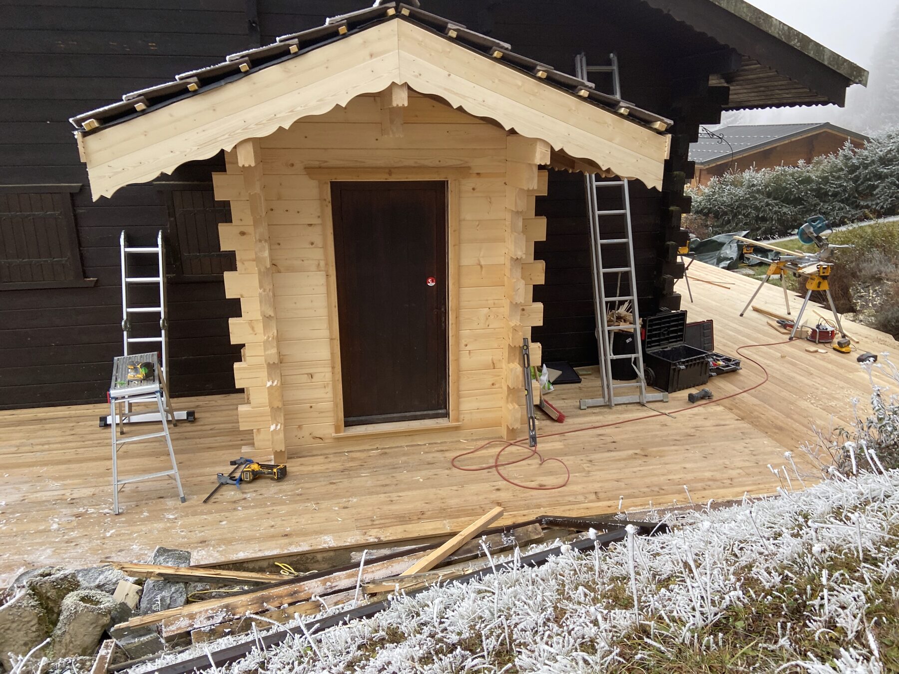 A timber cabin taking shape