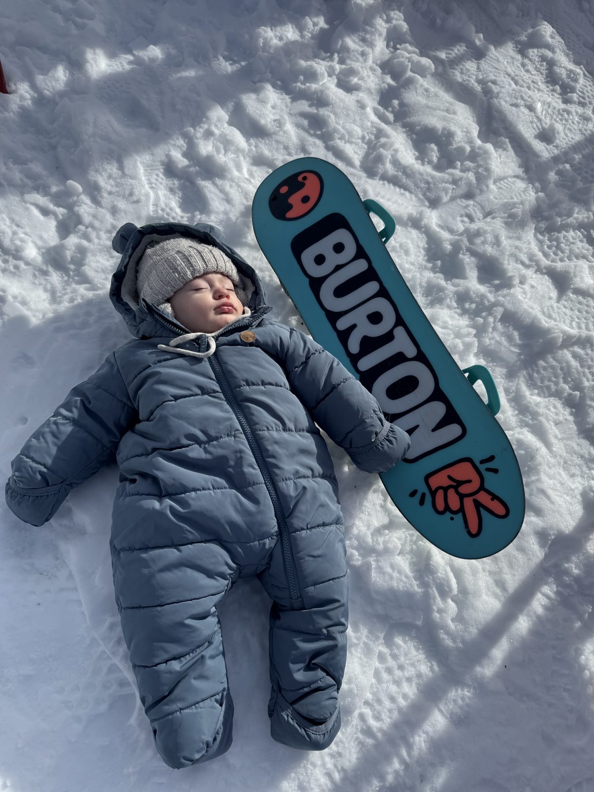 Baby's first snowboard