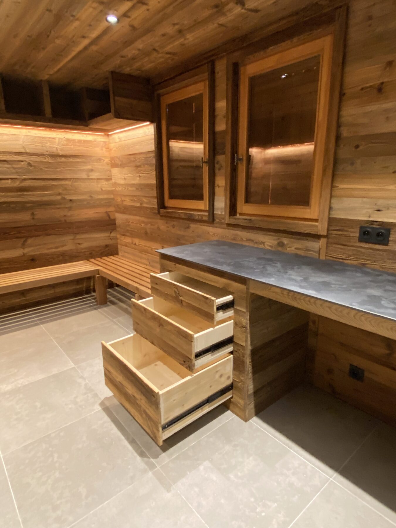 Warm timber sauna interior