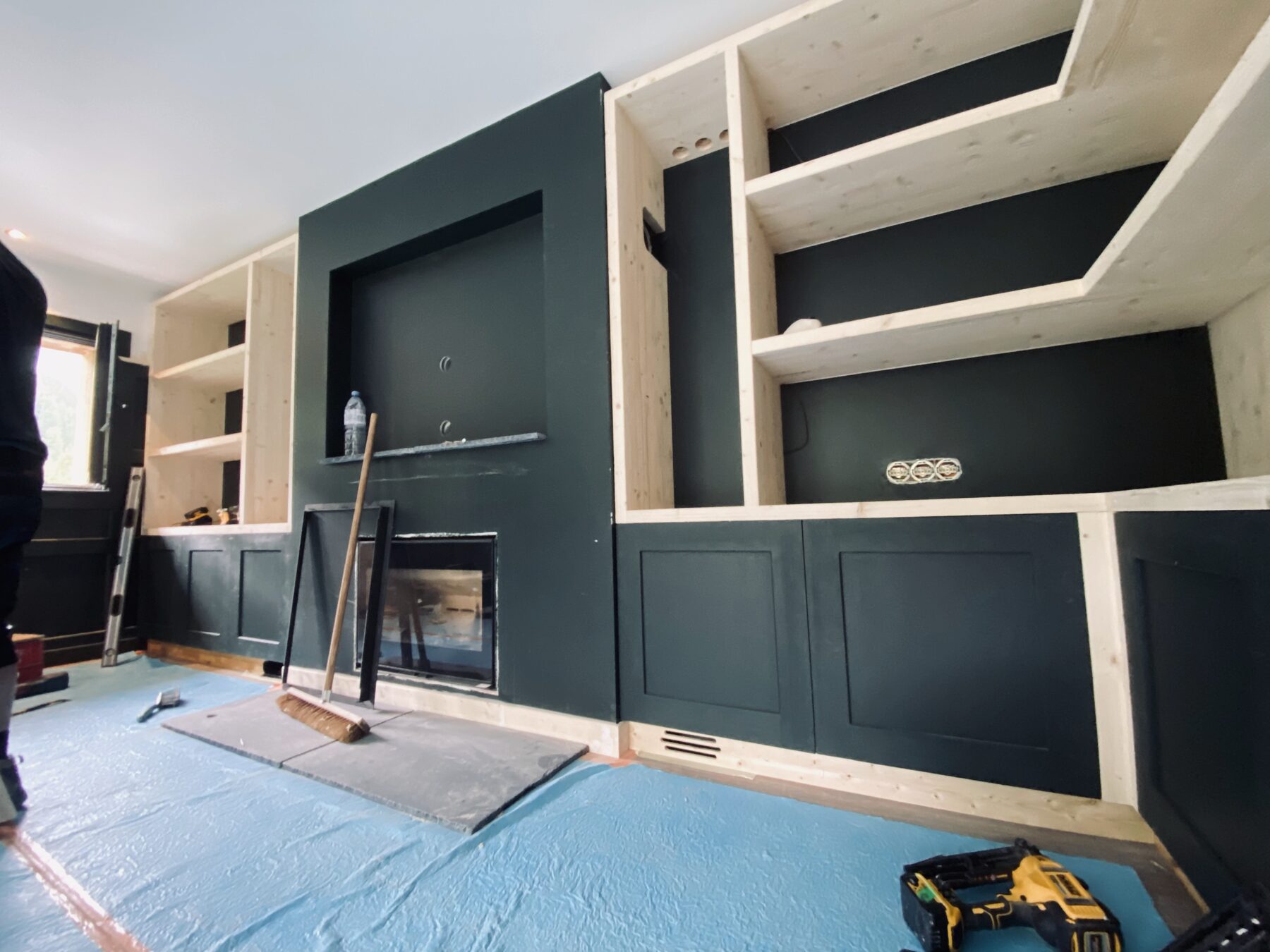 Bespoke green joinery being fitted